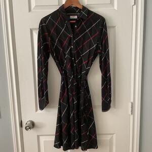 Untuckit Dress Size 6 Womens Kris Black Plaid Tartan Button Long Sleeve Academia